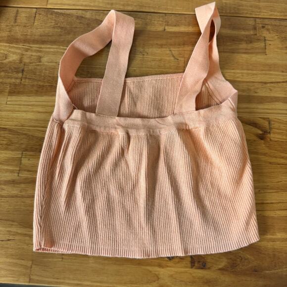 Zara Knit Cropped Square Tank Top Orange Cream Size Small - Picture 4 of 6